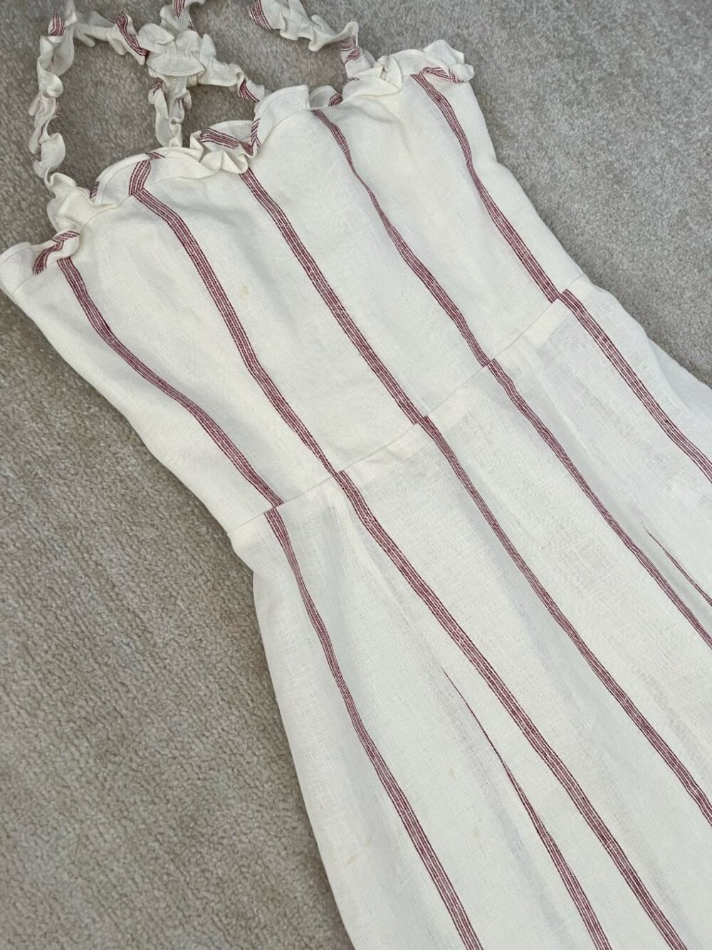Reformation Lavender Linen Striped Midi Dress 12 - Picture 3 of 13